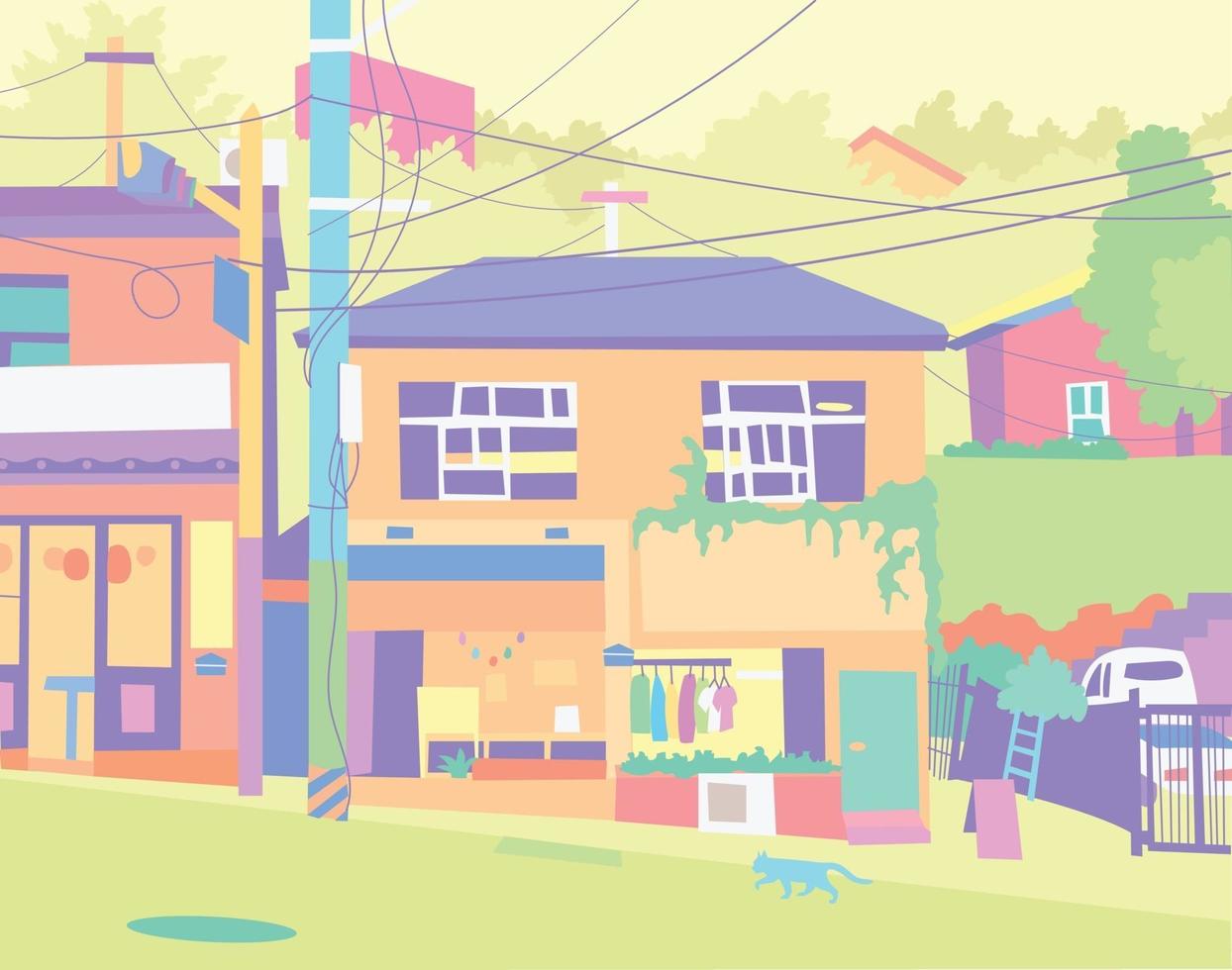 Street and house background vector