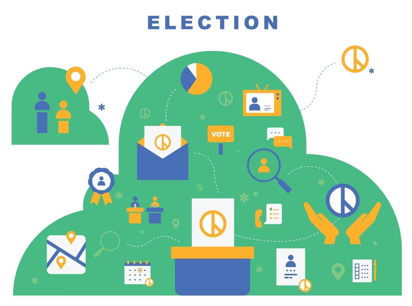 Poster banner of election icons. vector