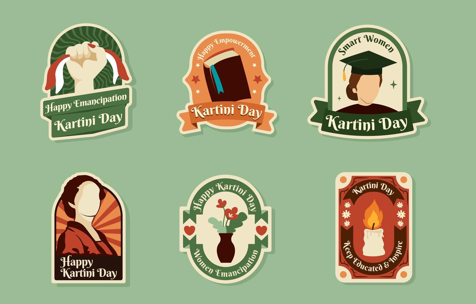 Vintage Kartini Day Badge Collection vector