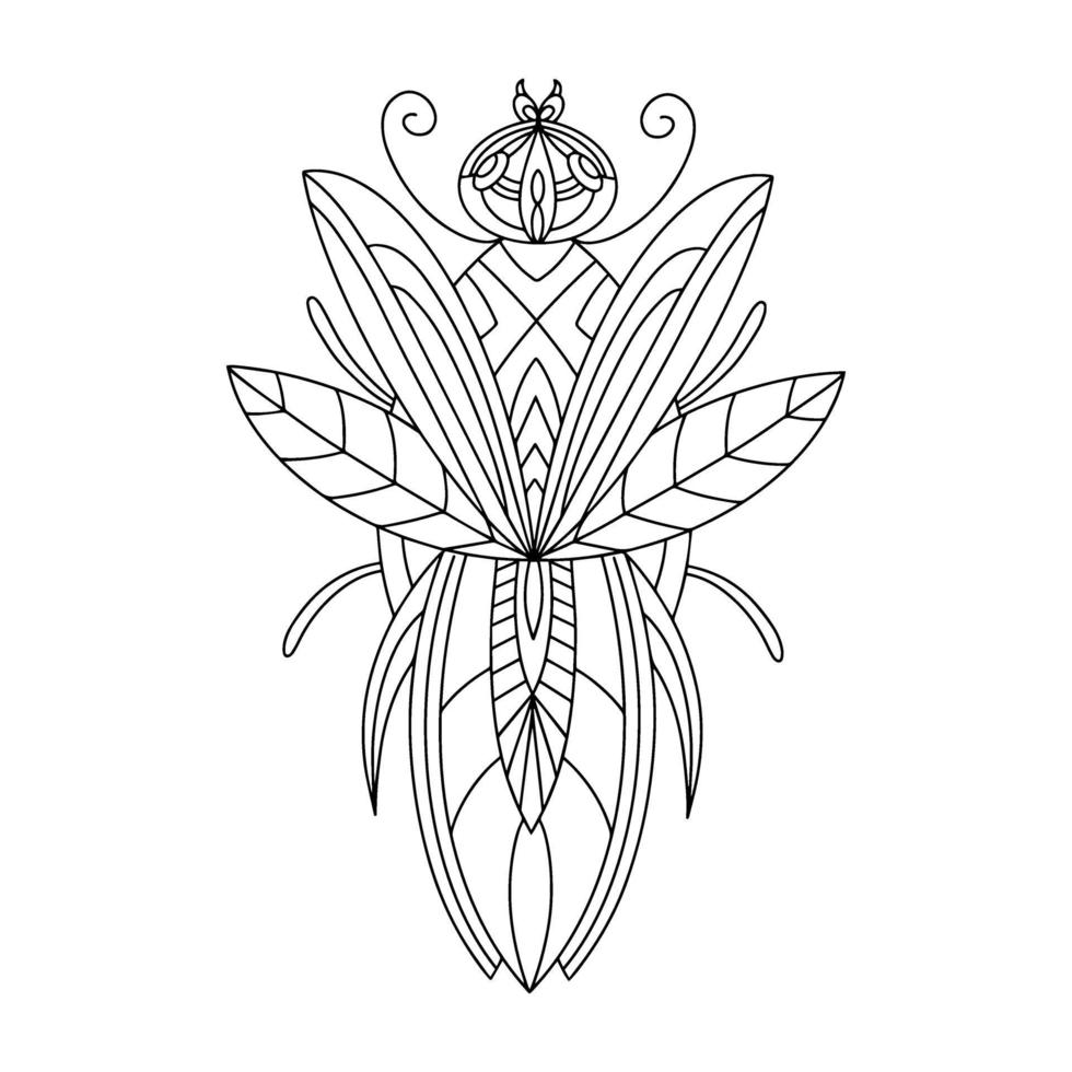 Ilustración de libro para colorear lineal de escarabajo barbo alpino vector