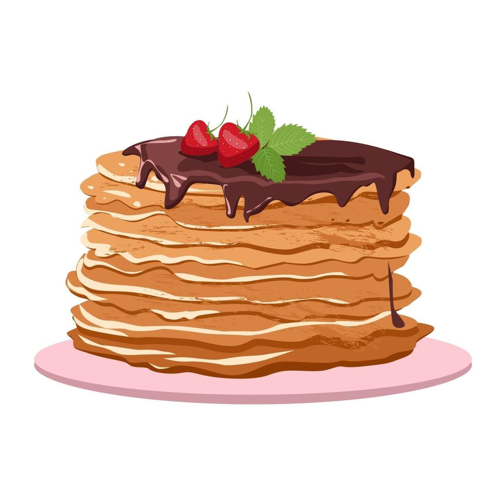 Delicious pancake cake for the holiday vector