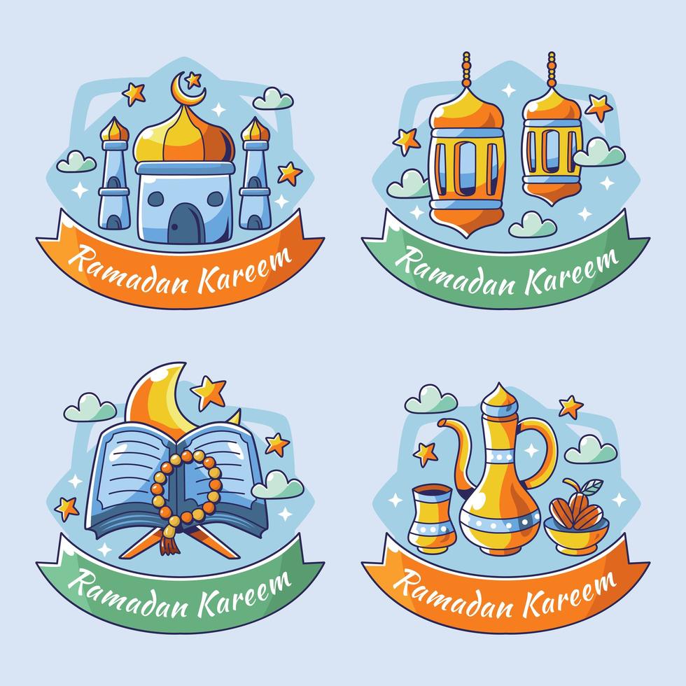 Cartoon of Ramadan Label Collection vector