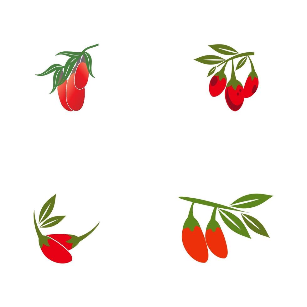 establecer el logotipo de las bayas de goji. Bayas de Goji aisladas sobre fondo blanco. vector