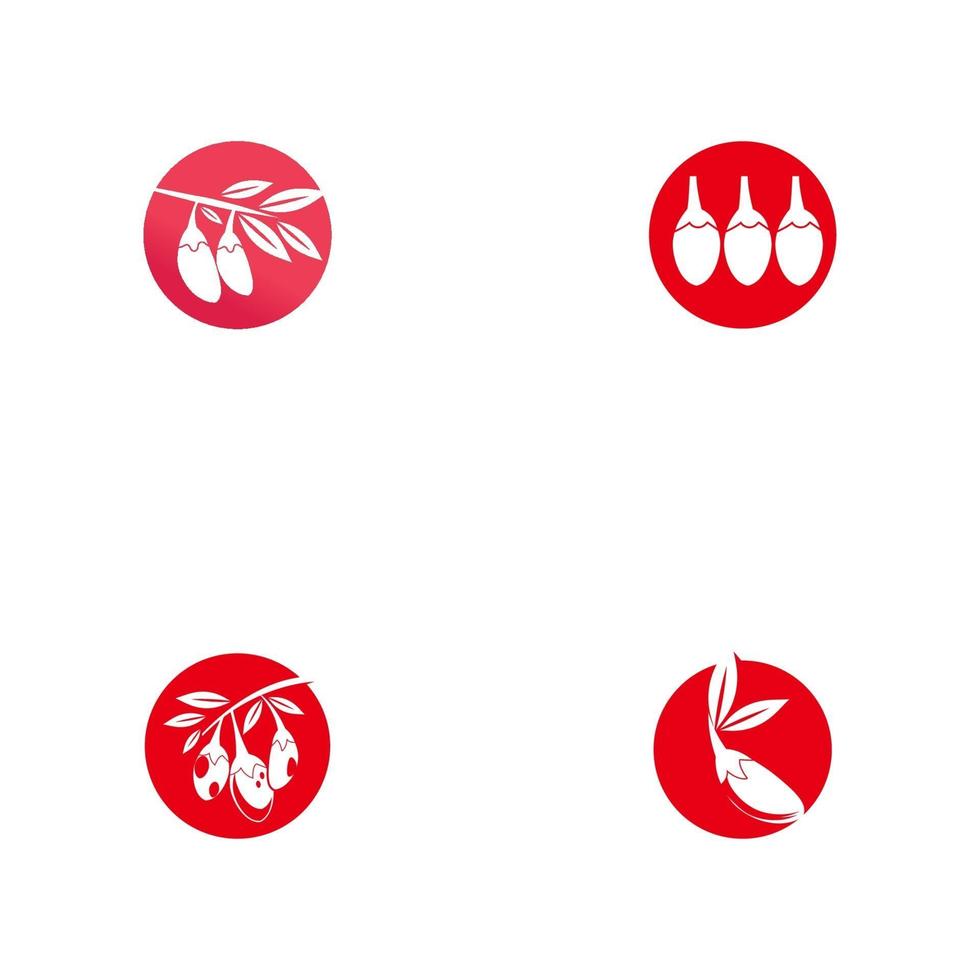 Set Goji berries logo. Isolated goji berries on white background vector