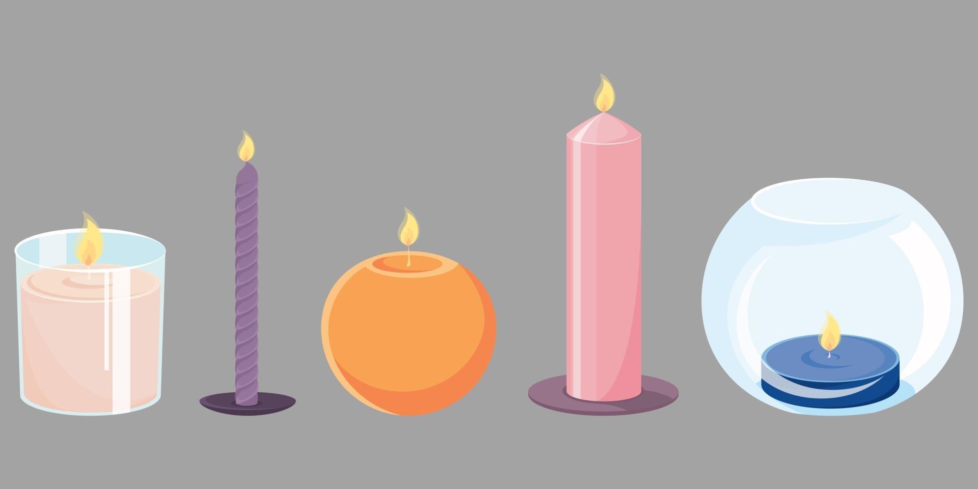 Set of different candles. vector