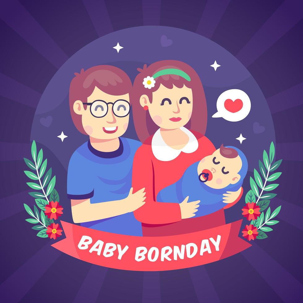 Cartoon of Baby Born Day vector