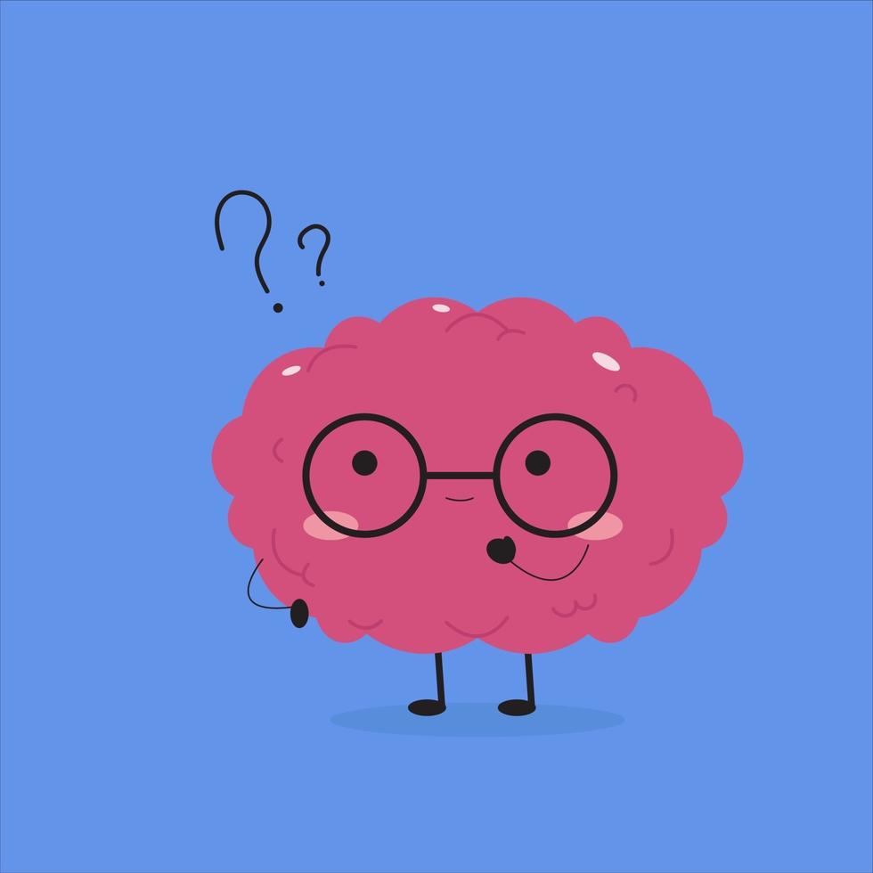 Kawaii brain feeling confused about something vector