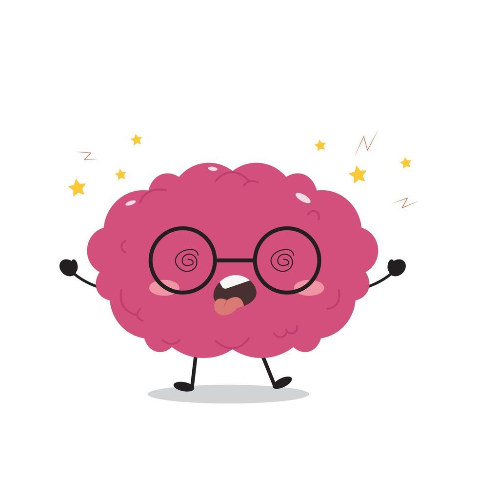 el cerebro kawaii se siente mareado vector