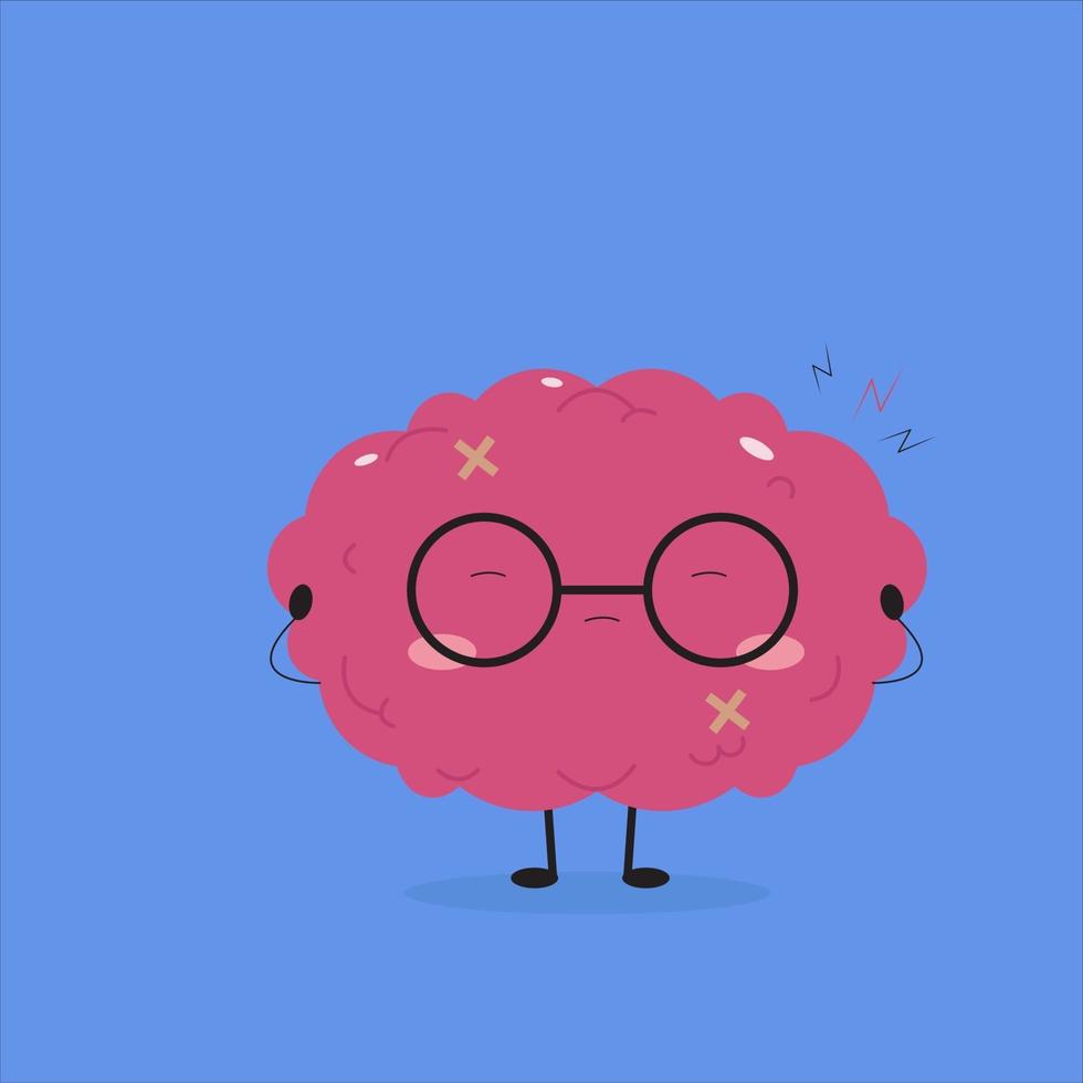 Ilustración de concepto de cerebro kawaii insalubre vector