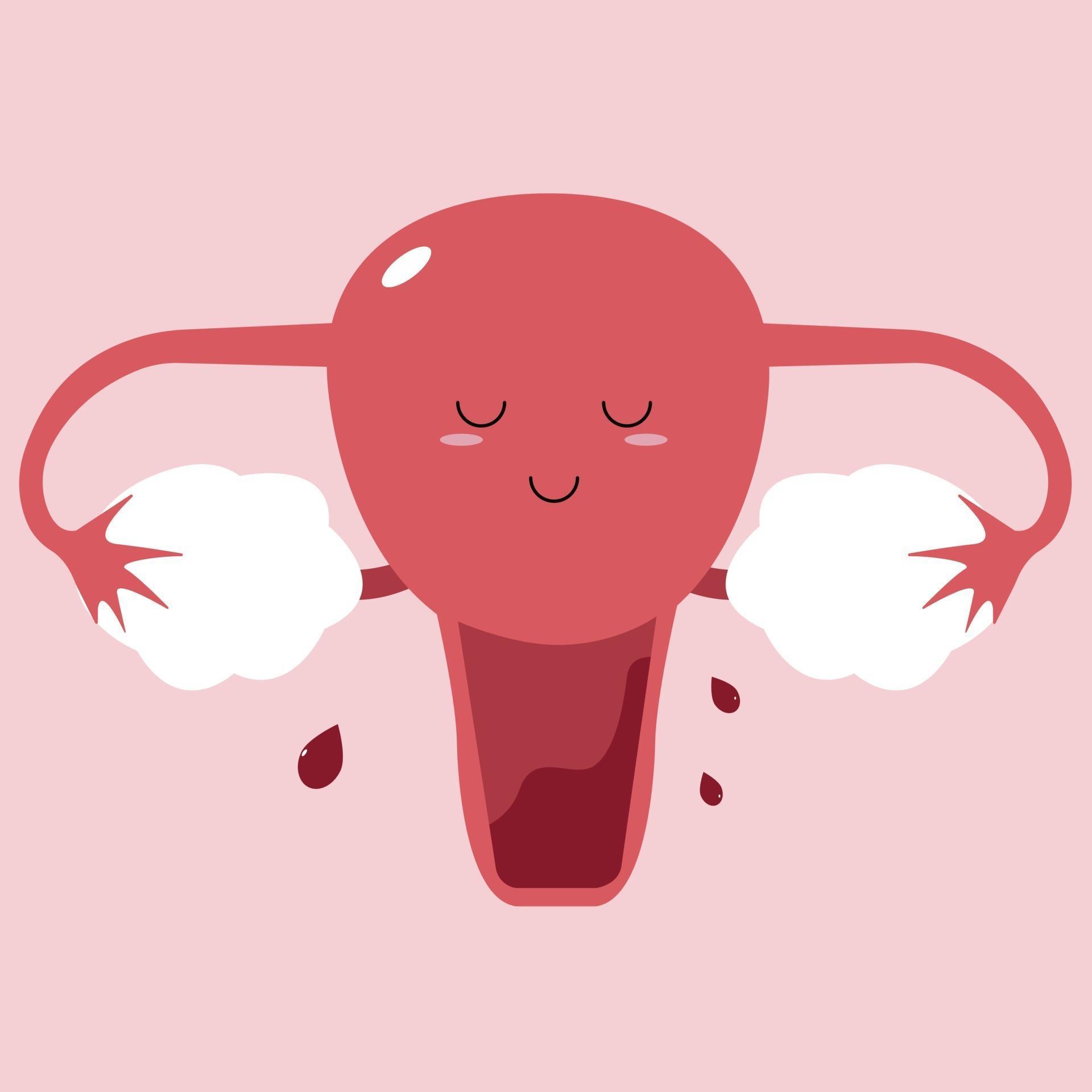 Cute uterus with blood. Menstruation concept. 2204008 Vector Art at