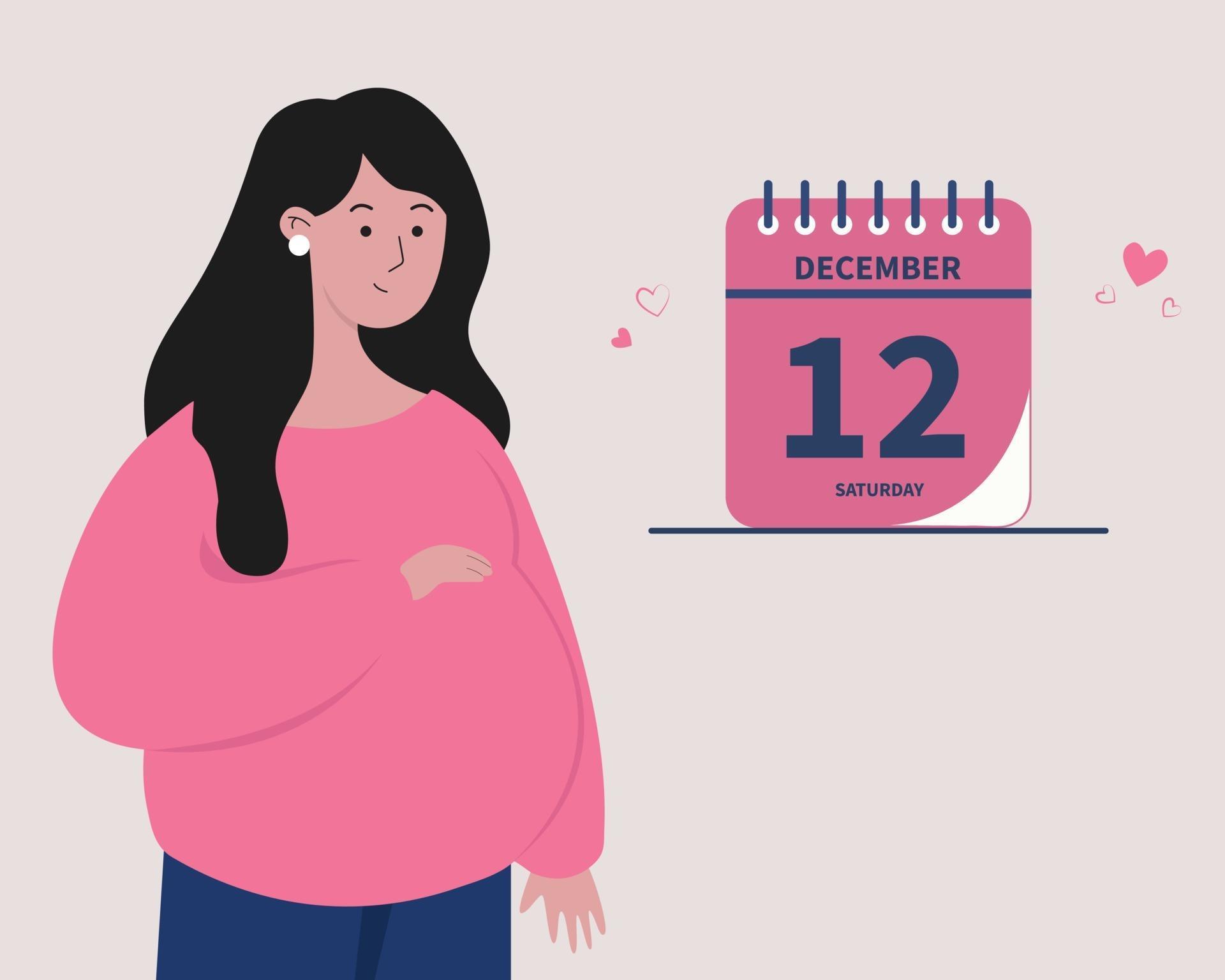 Birth prediction date or pregnancy due date concept illustration