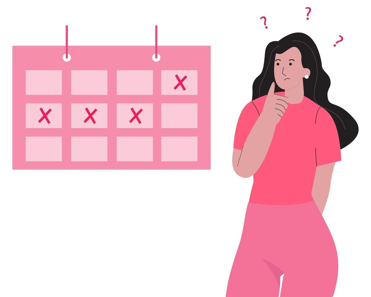 Missed period concept illustration. Woman monthly period. vector