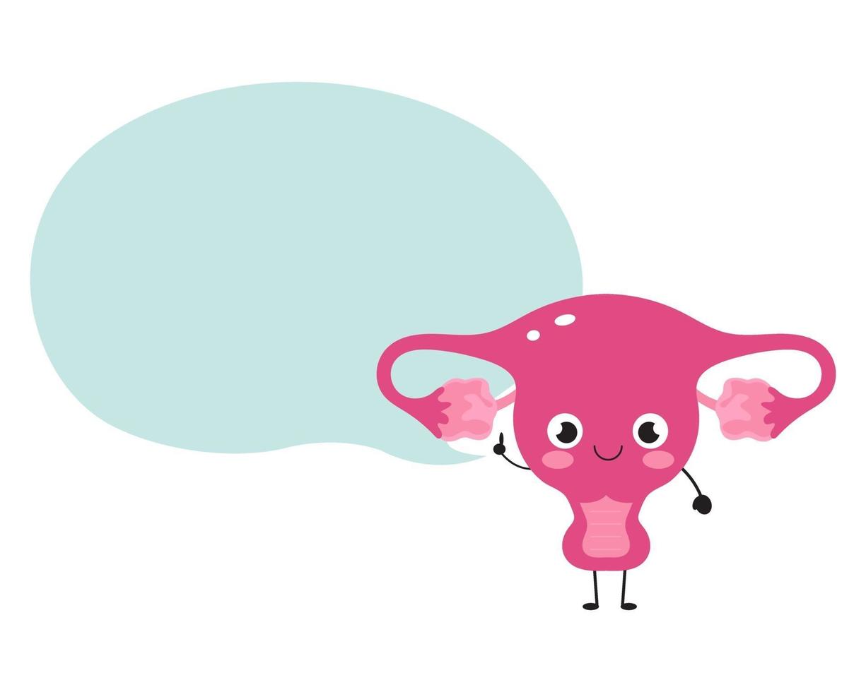 Cute uterus with blue bubble chat vector