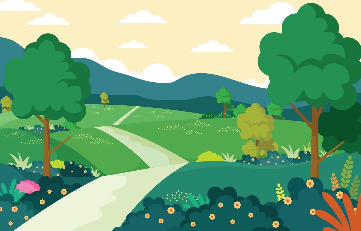 naturaleza primavera con fondo de paisaje vector