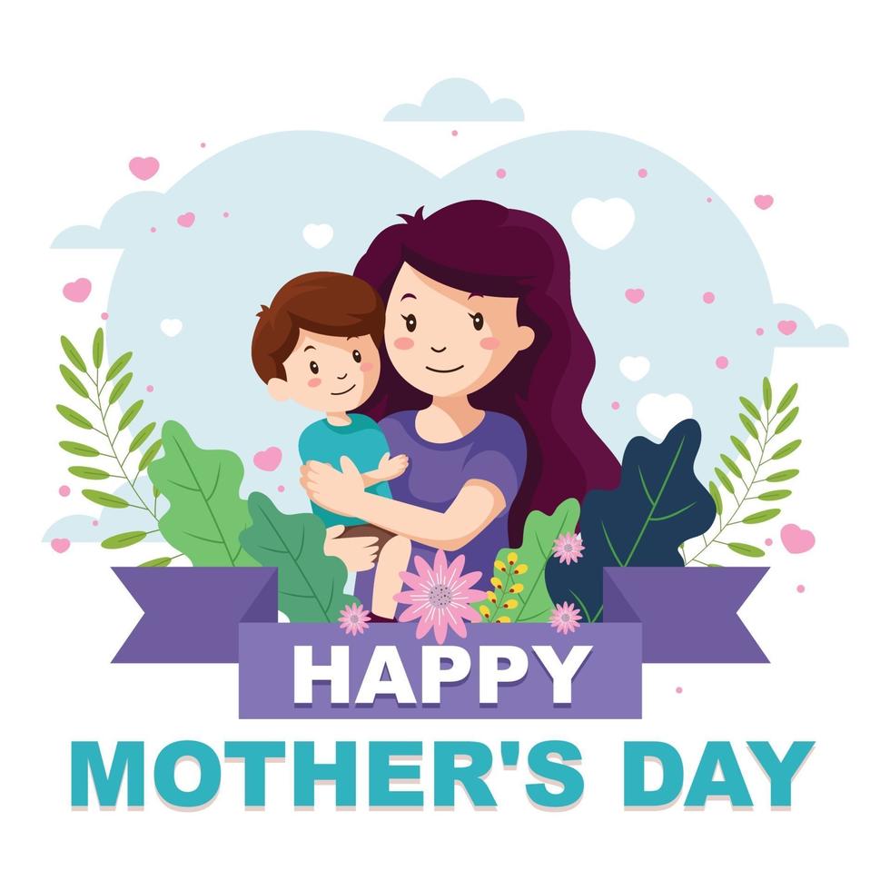 Happy Mother's Day by Holding Child vector