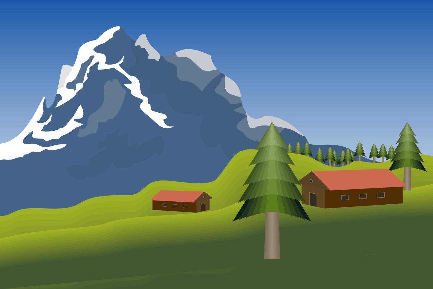 Unique Greenery and Mountain Landscape vector