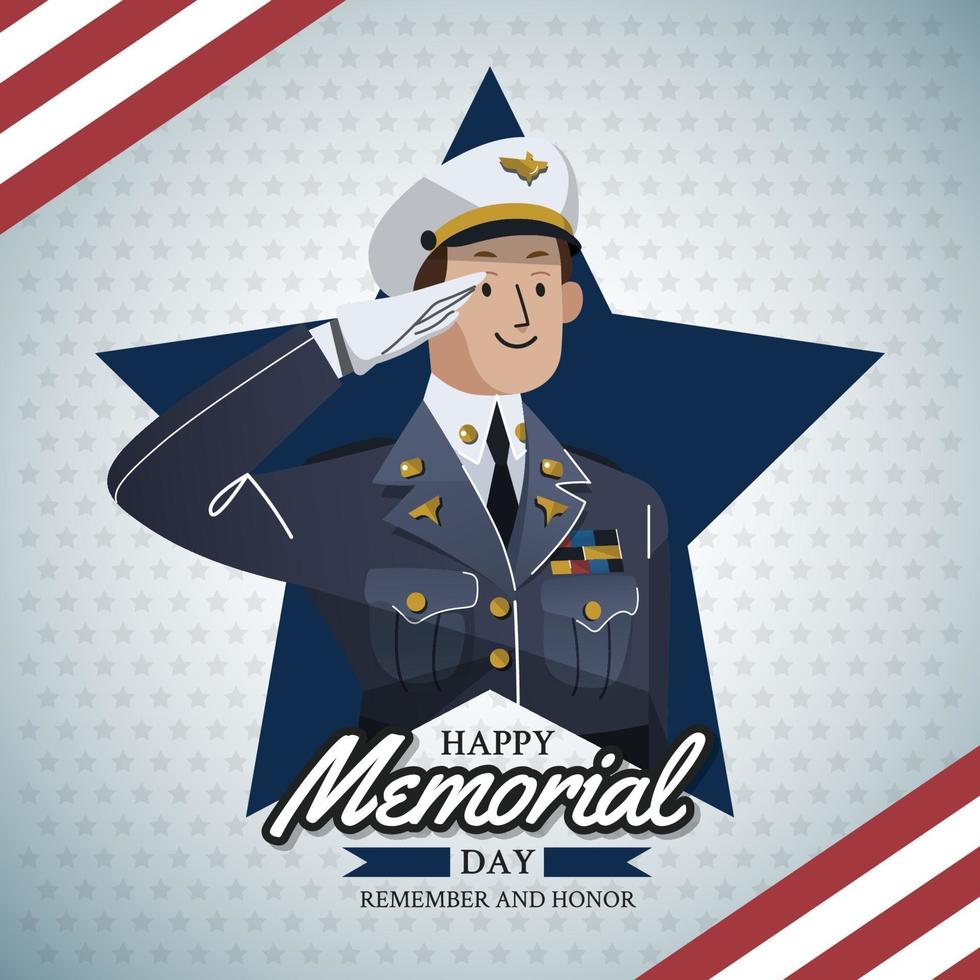 Respectfull Soldier With American Flag Pattern vector