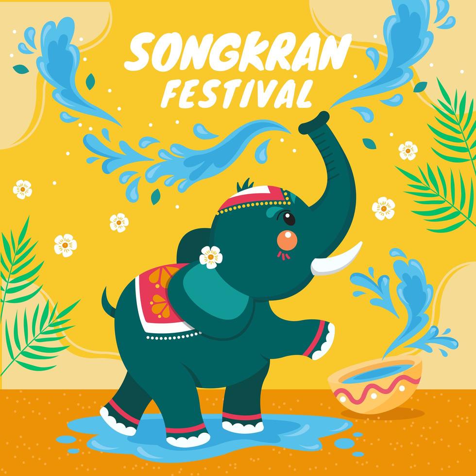 Elephant Splash Water Everywhere Songkran vector
