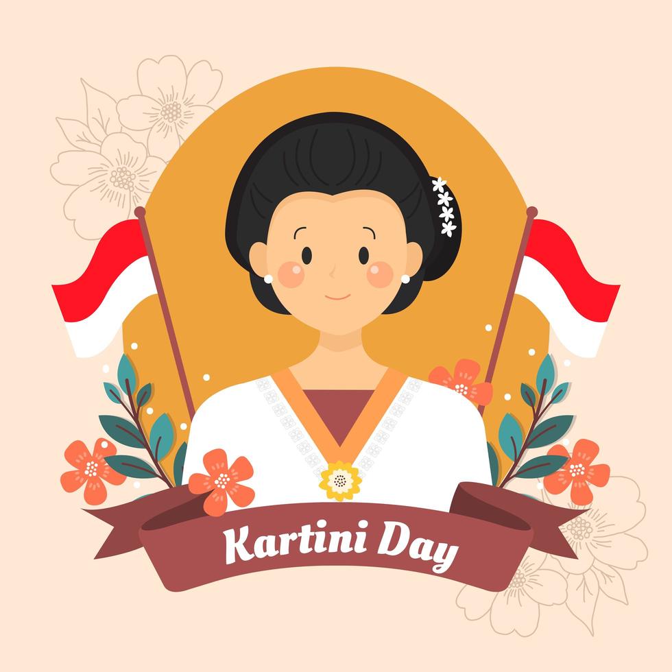 kartini el salvador de las mujeres indonesias vector