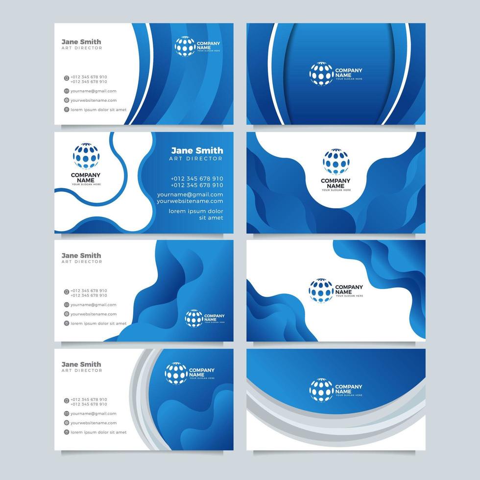 Company Business Card in Blue and White Colors vector