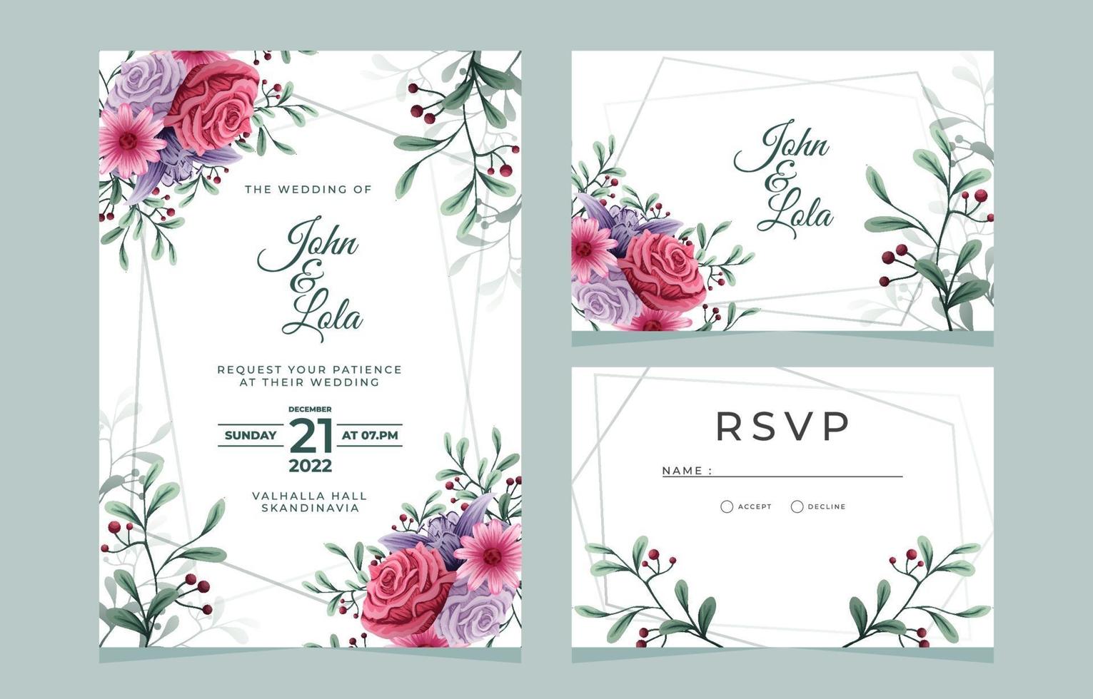 Floral Wedding Stationery Package vector