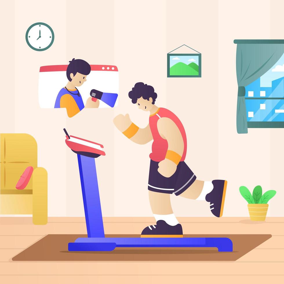 Online Workout Coach Teleconference vector