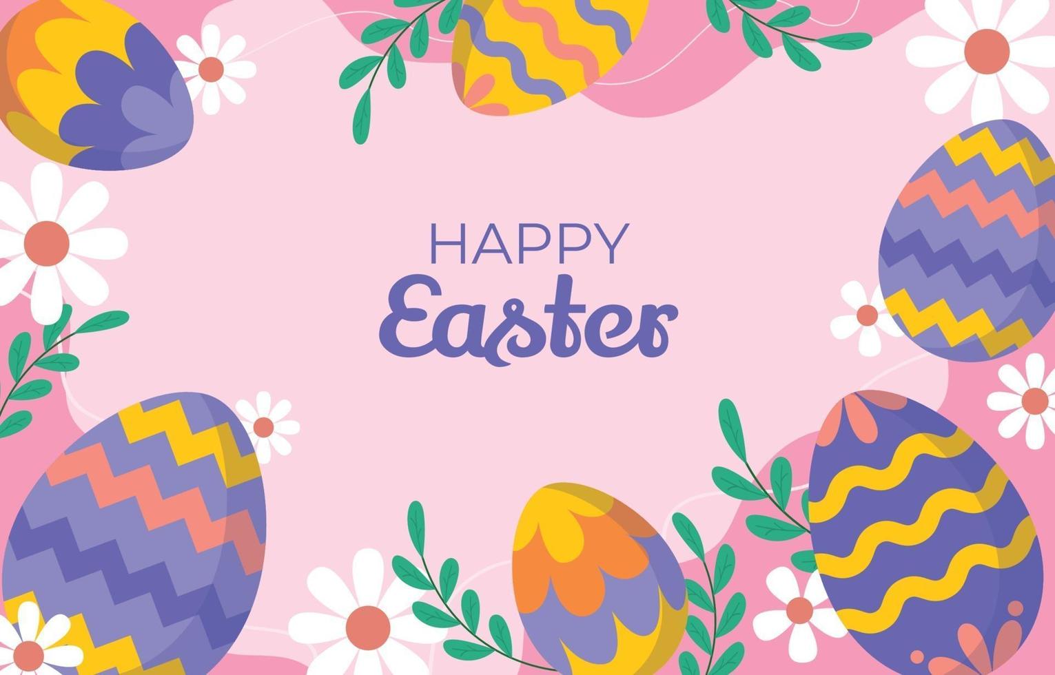 Colorful Easter Egg Flat Background Design vector