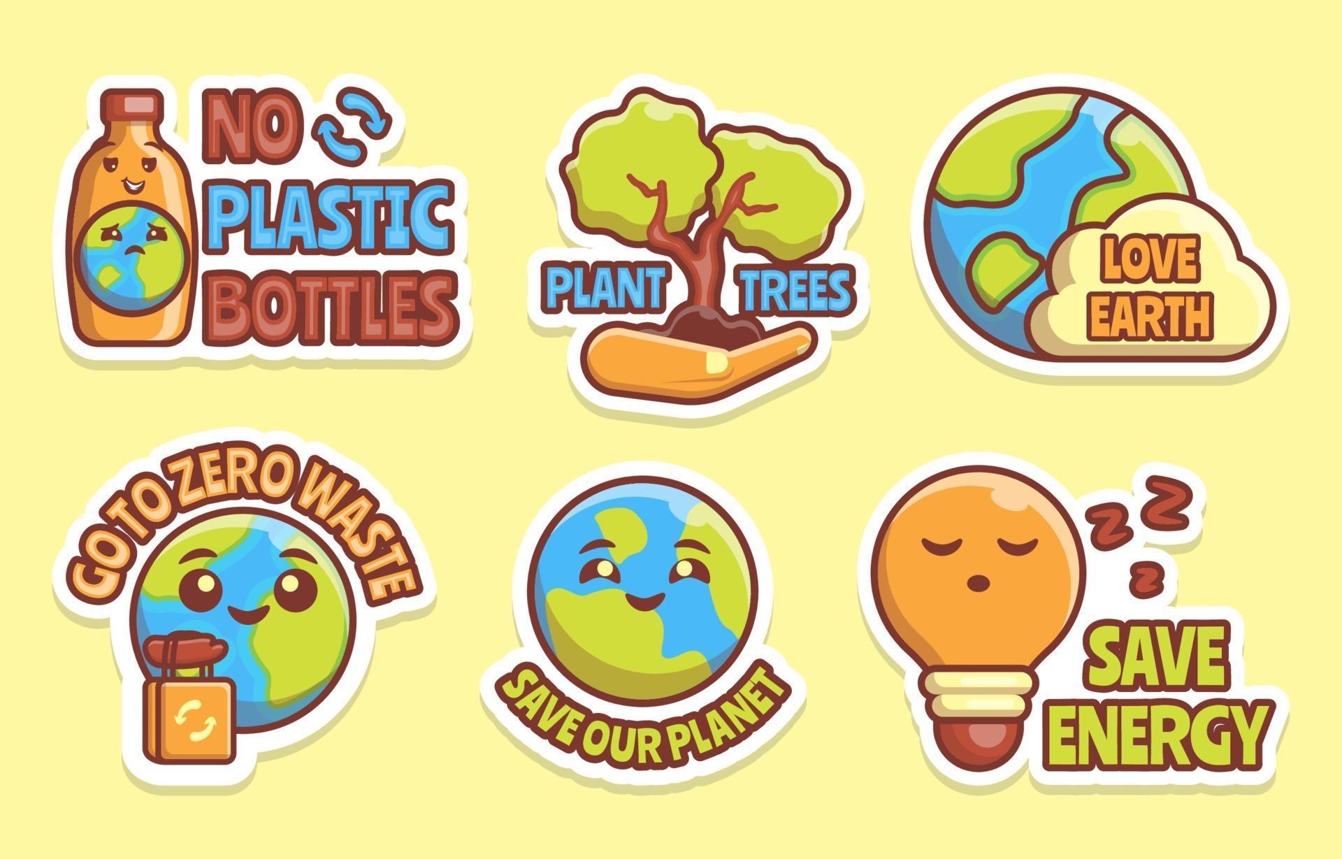 Earth Day Sticker Collection 2204196 Vector Art at Vecteezy