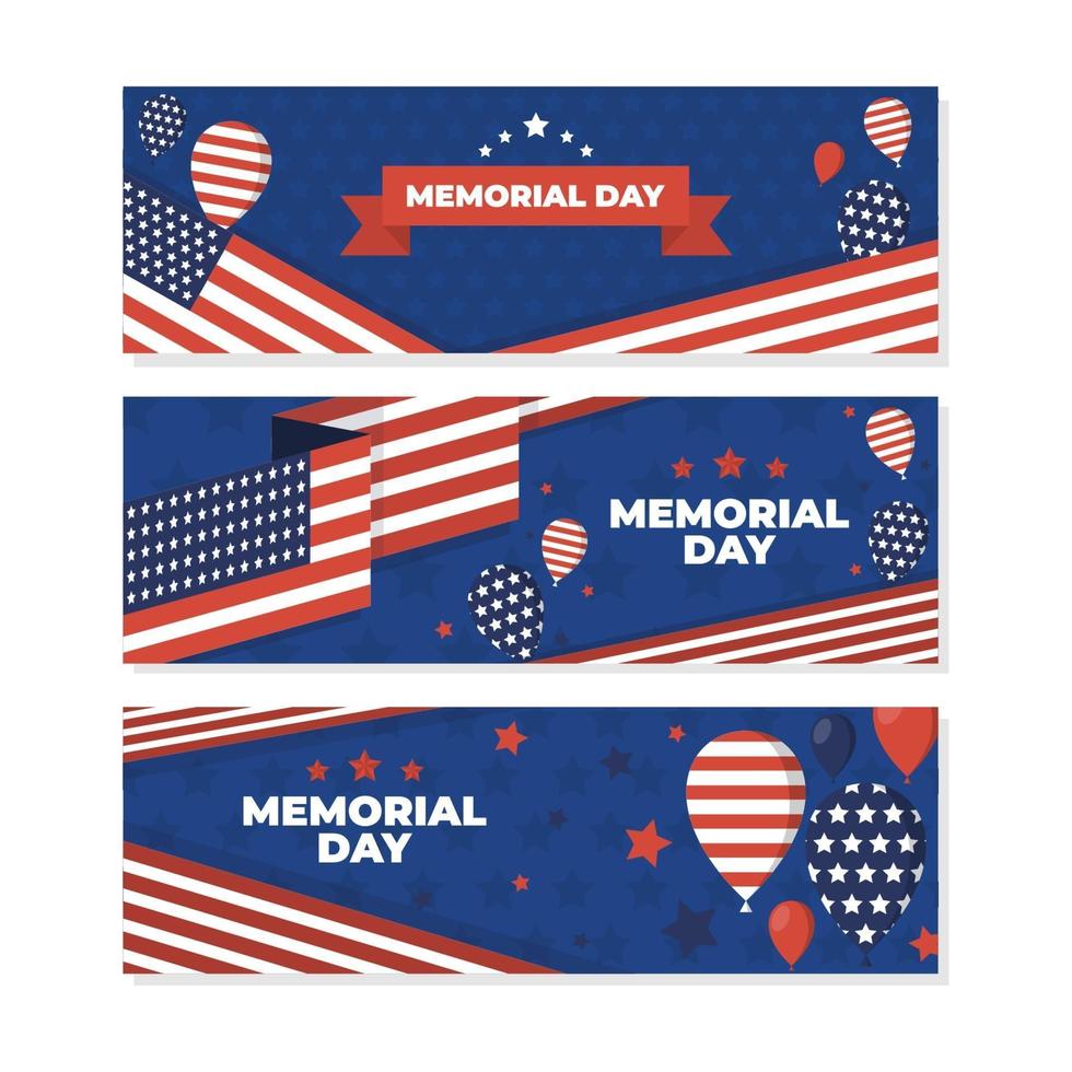 USA Memorial Day Banner Set vector