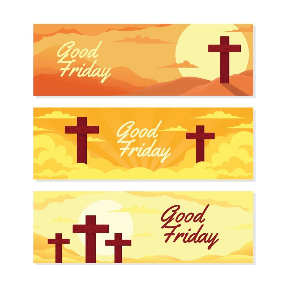 conjunto de banners de viernes santo vector