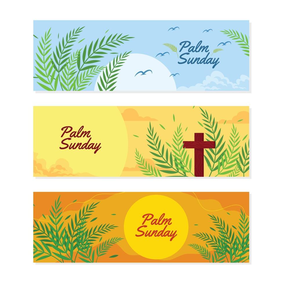 diseño de conjunto de banner de domingo de ramos vector