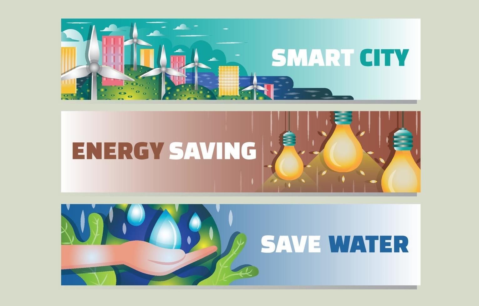 Eco-Green Technology Banner Set vector