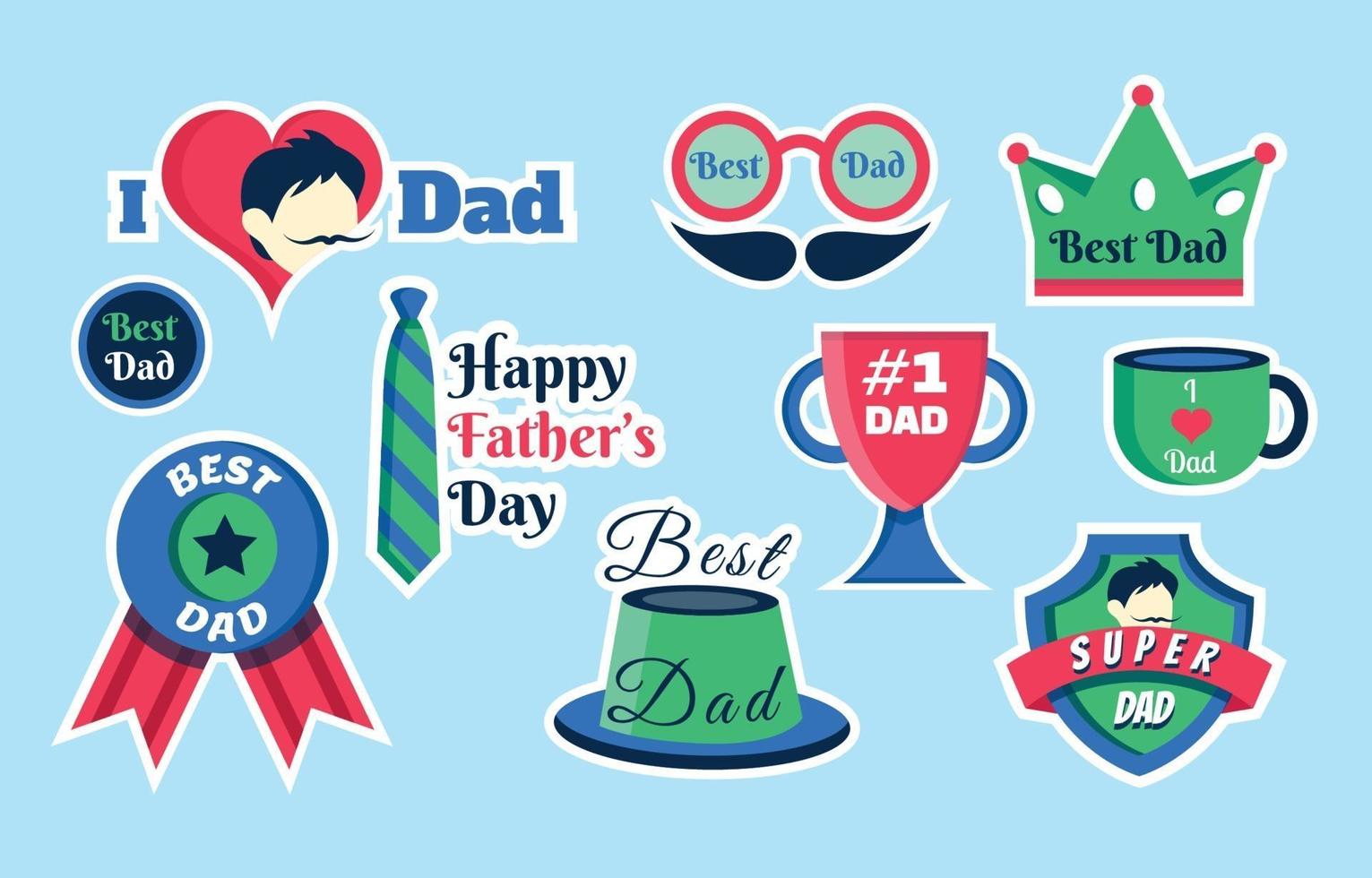 Father's Day Sticker Set vector