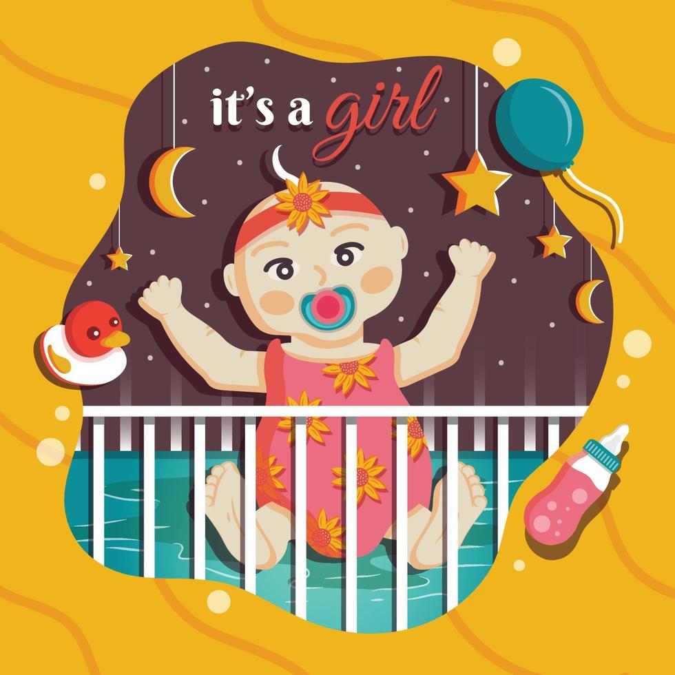 plantilla de baby girl bornday vector