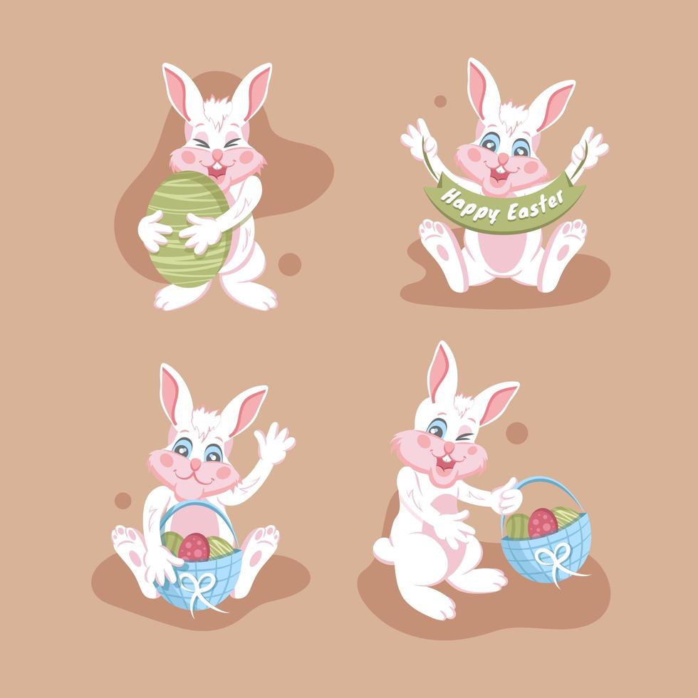 conjunto de caracteres de conejo de pascua vector