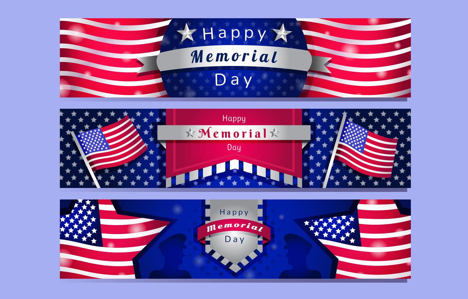 Happy Memorial Day Banner Set vector