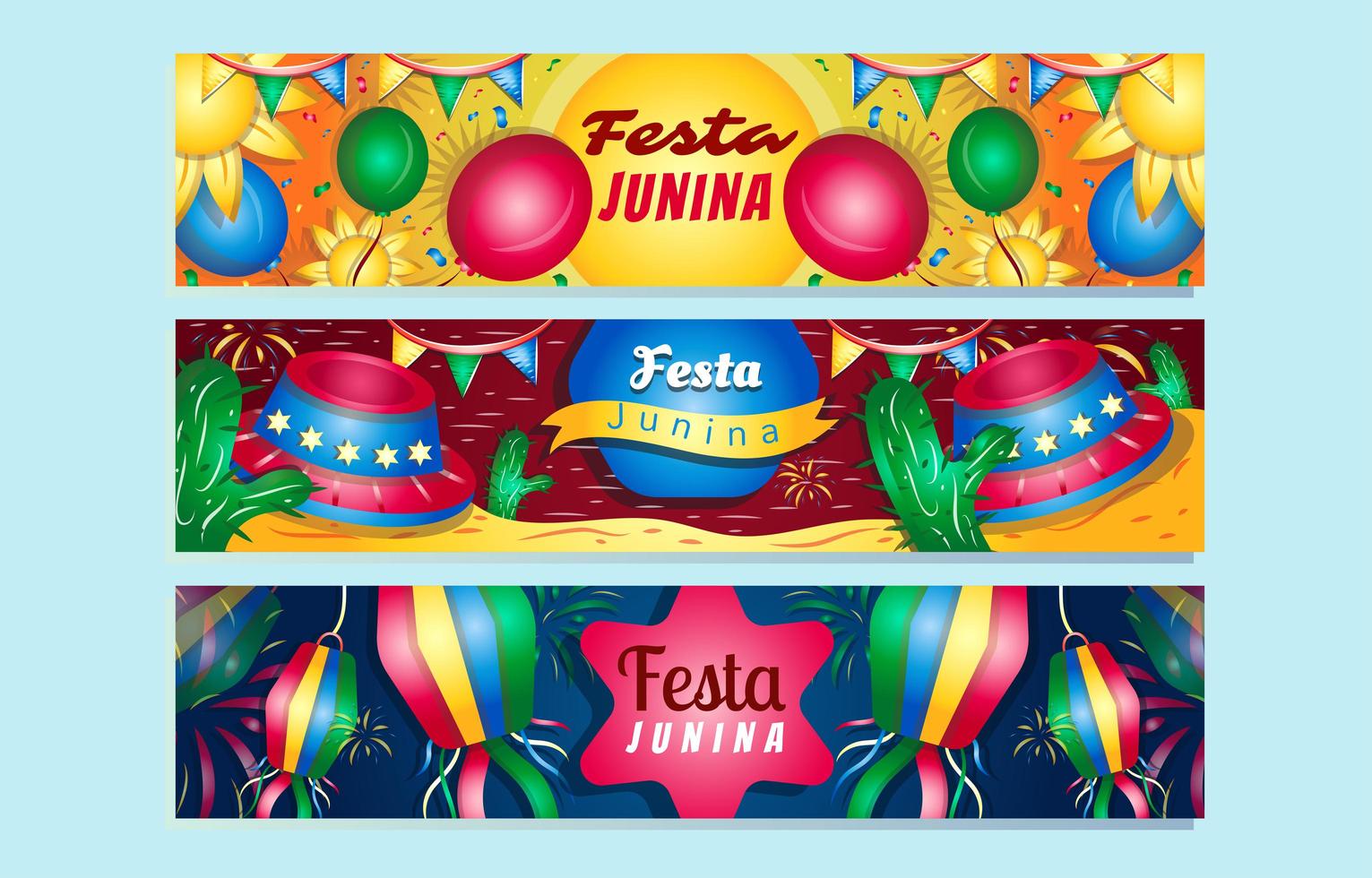 conjunto de banners de festa junina vector