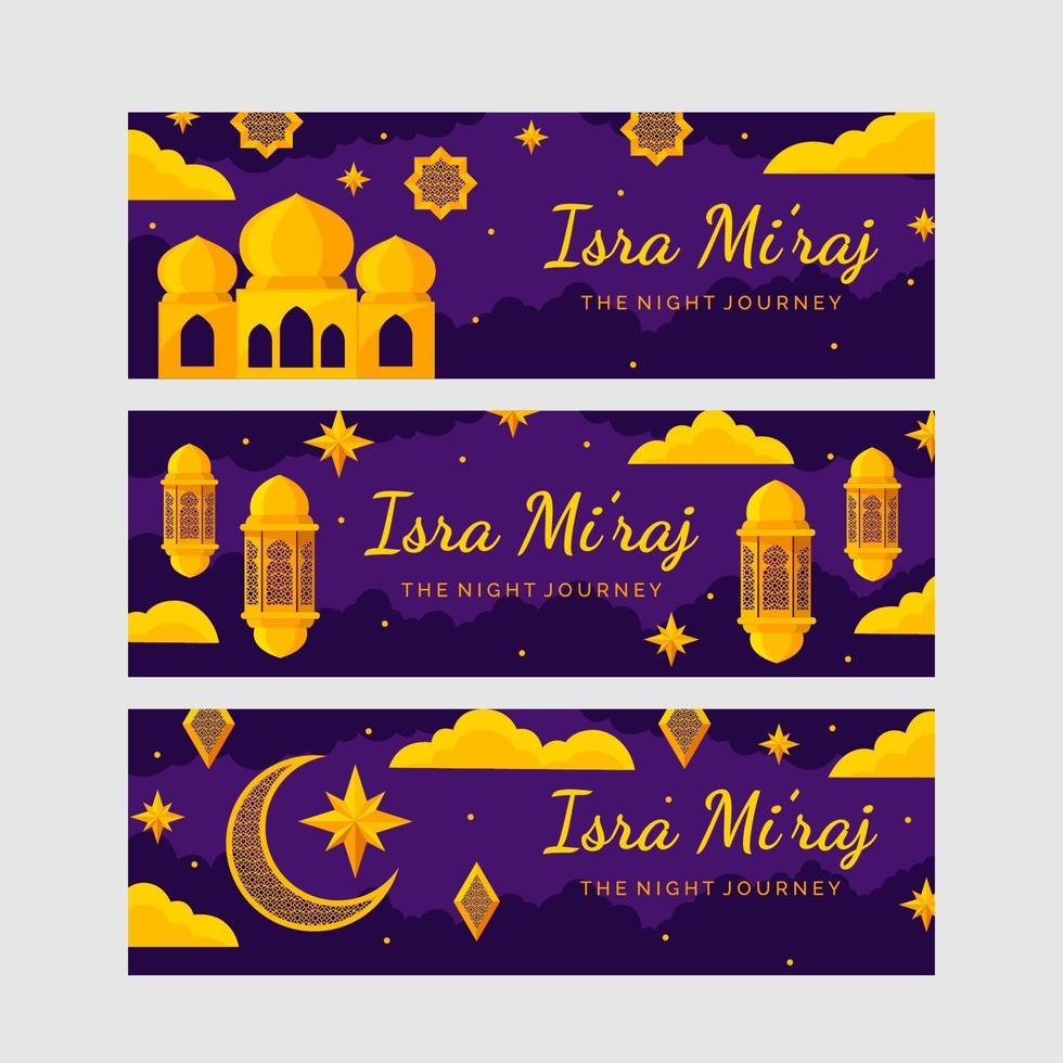 colección de banners de isra mi'raj vector