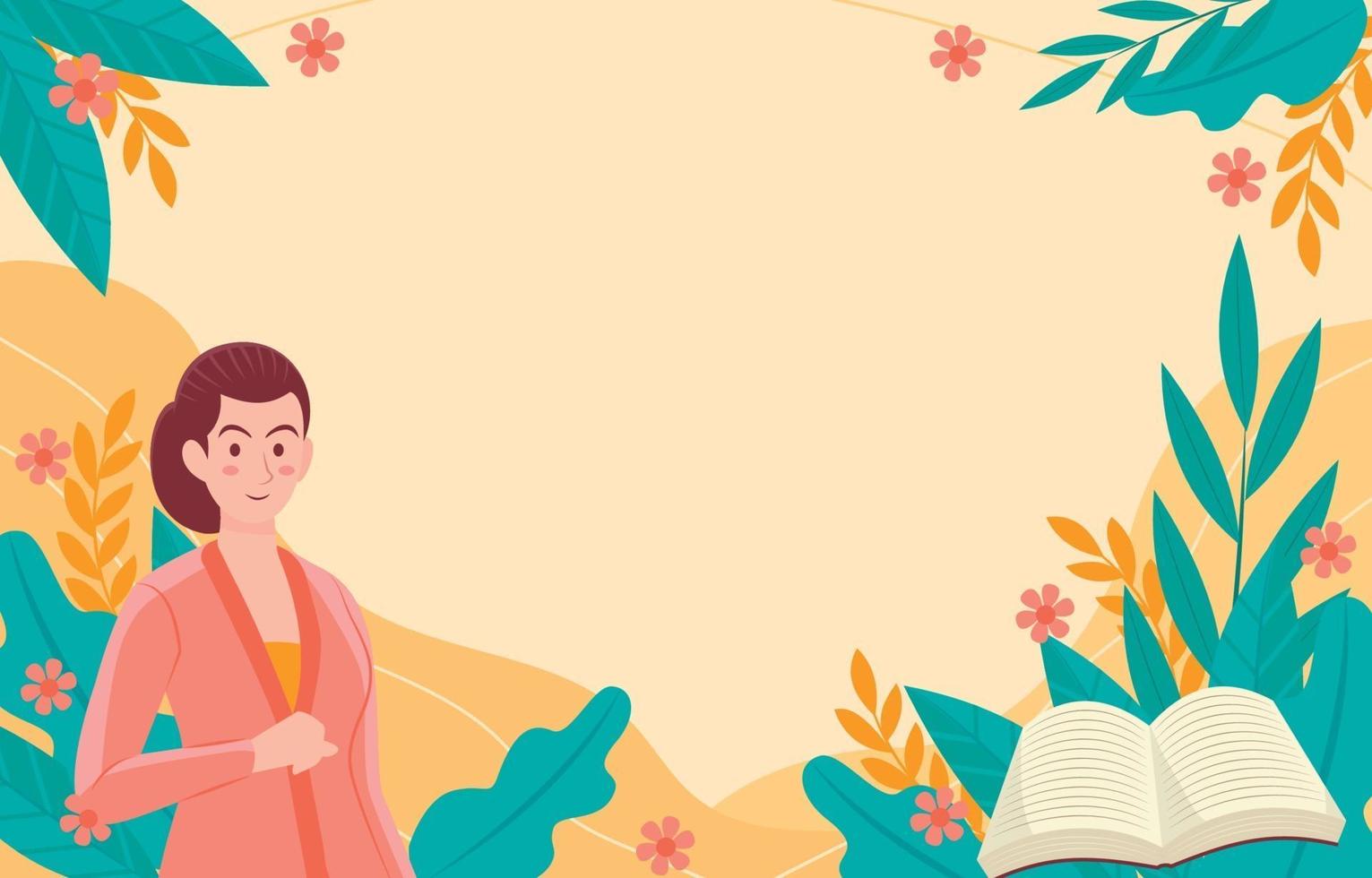 Kartini Day with Orange Background vector