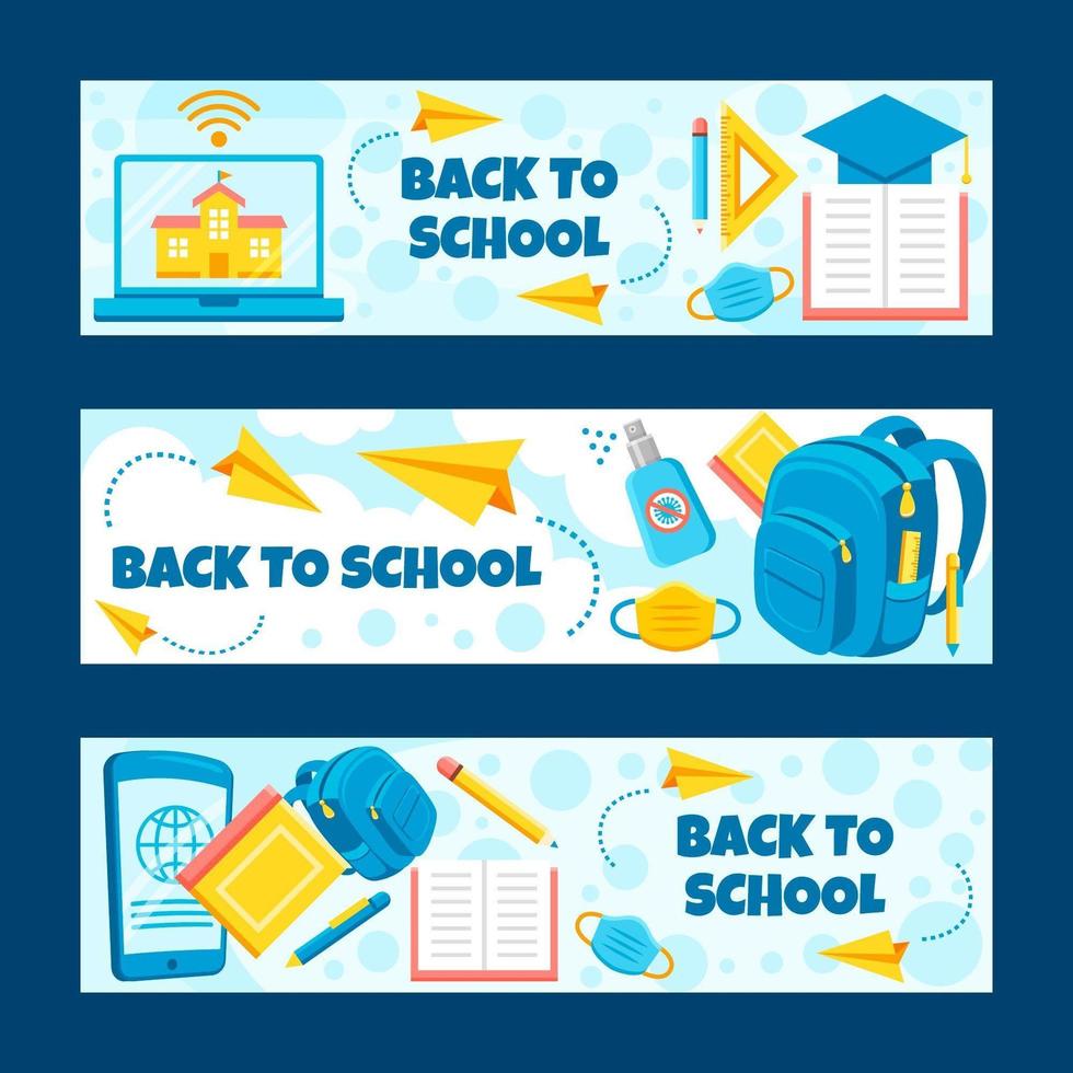 Colorful School Banner Collection vector