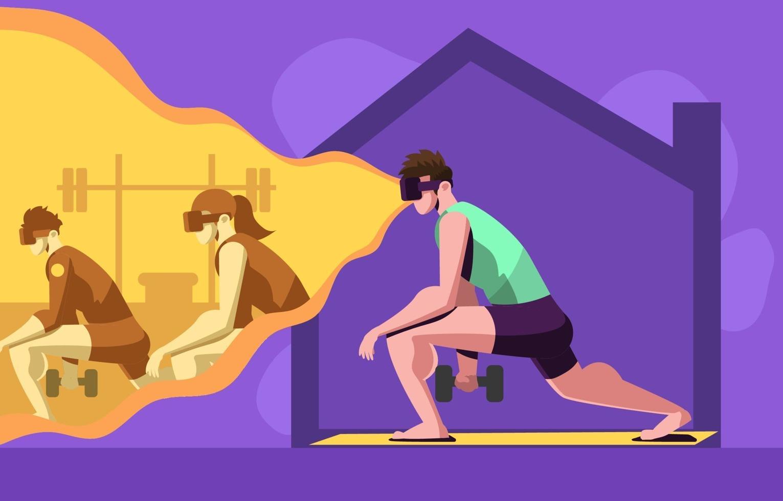 gimnasio de realidad virtual en casa vector