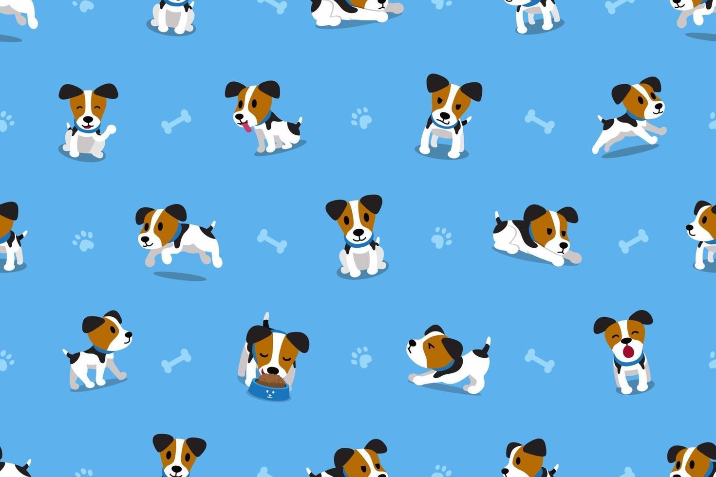 Vector cartoon jack russell terrier dog seamless pattern