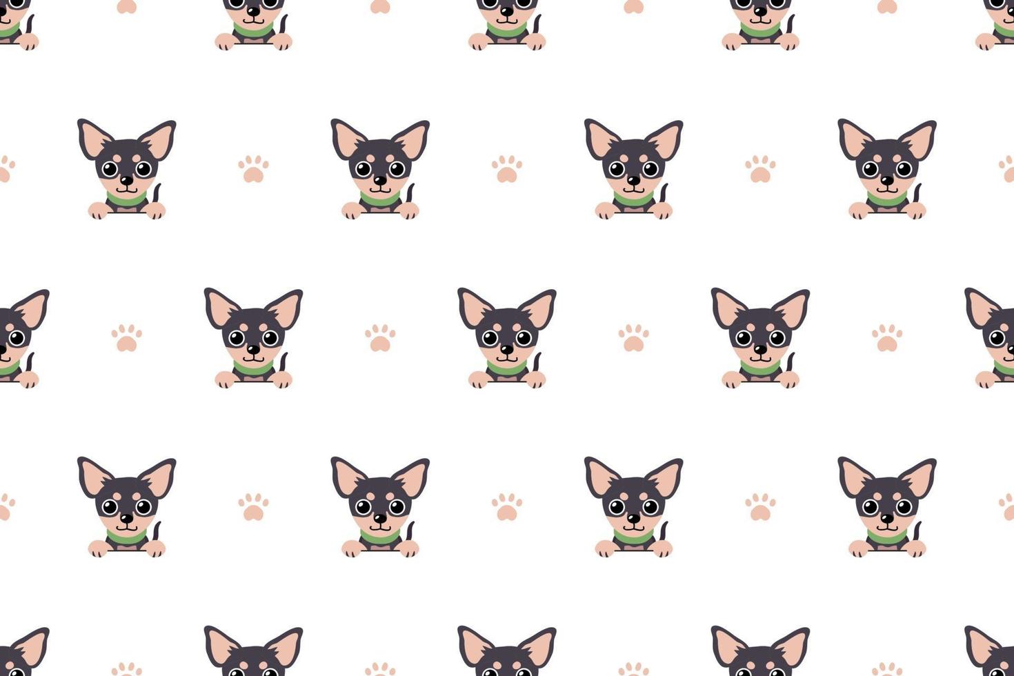 Vector cartoon character chihuahua dog seamless pattern