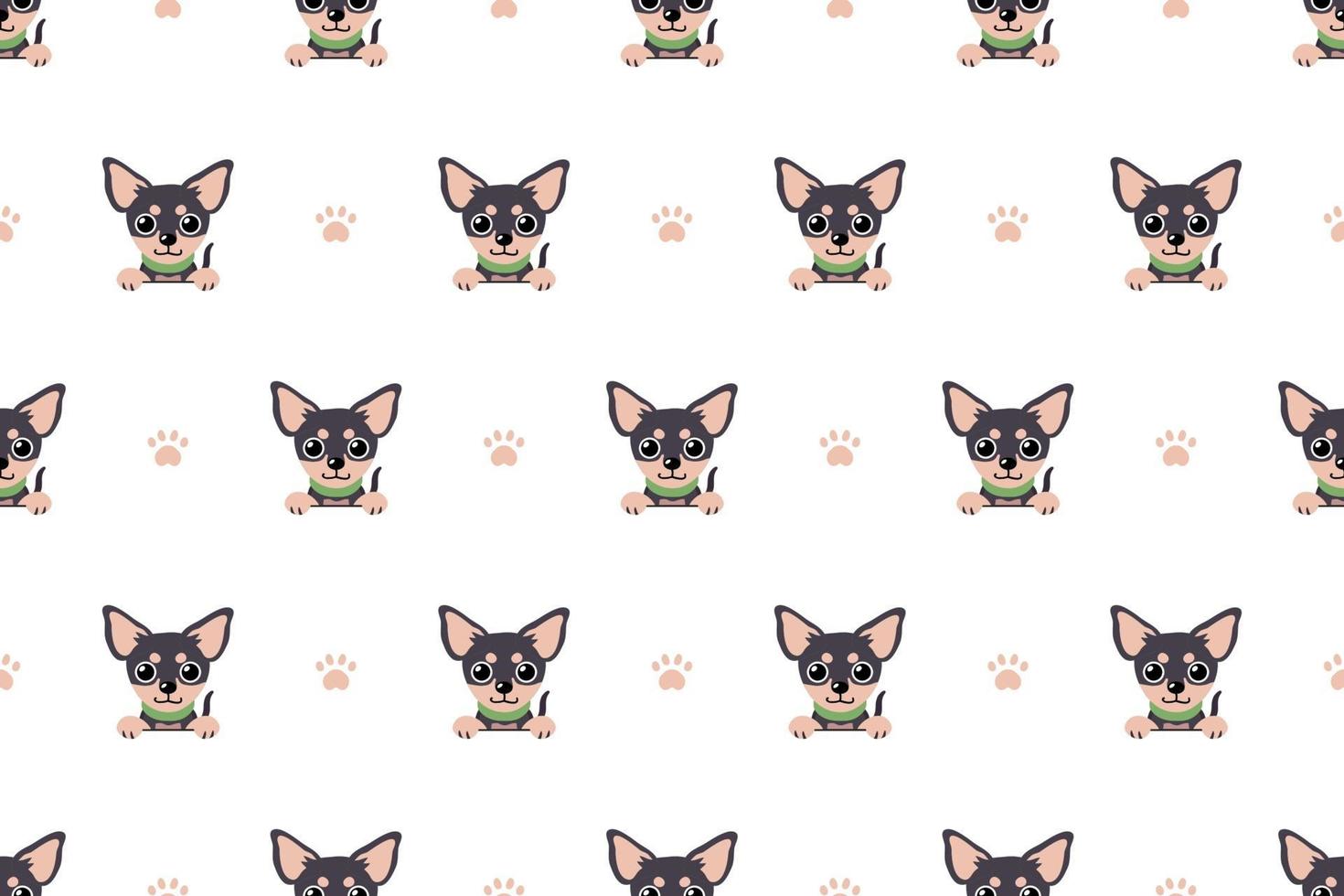 Vector cartoon character chihuahua dog seamless pattern