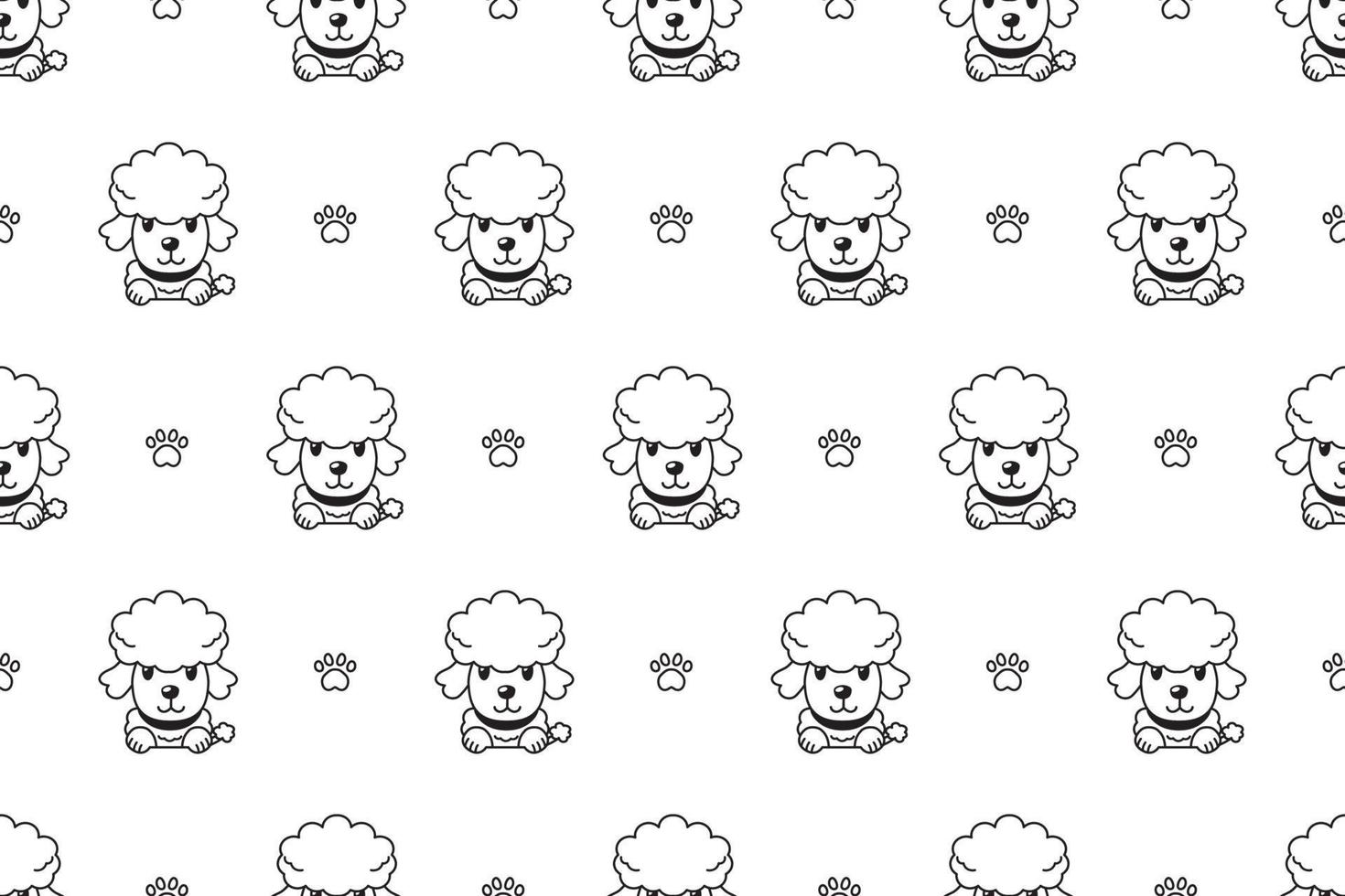 Vector cartoon character poodle dog seamless pattern