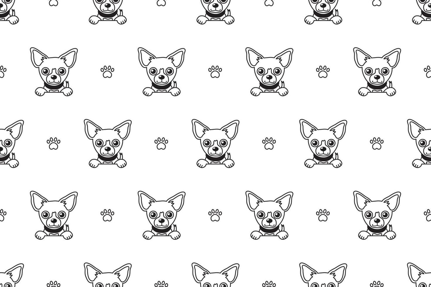 Vector cartoon character chihuahua dog seamless pattern