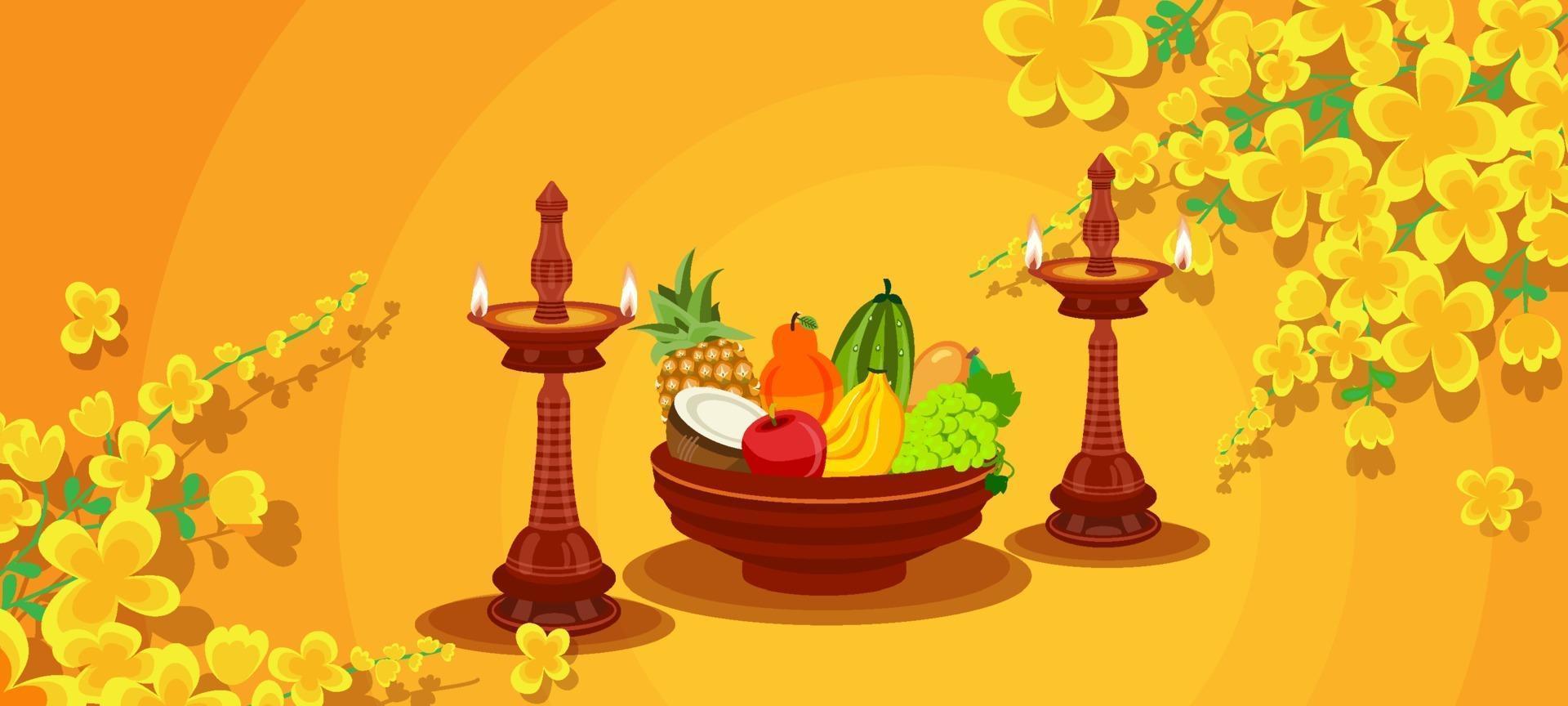 Yellow Vishu Festivity Background vector