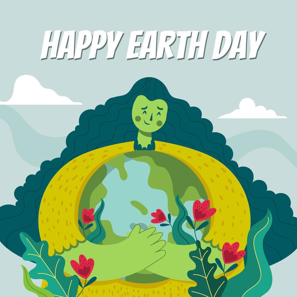 Happy Mother Earth Equals Happy Life vector