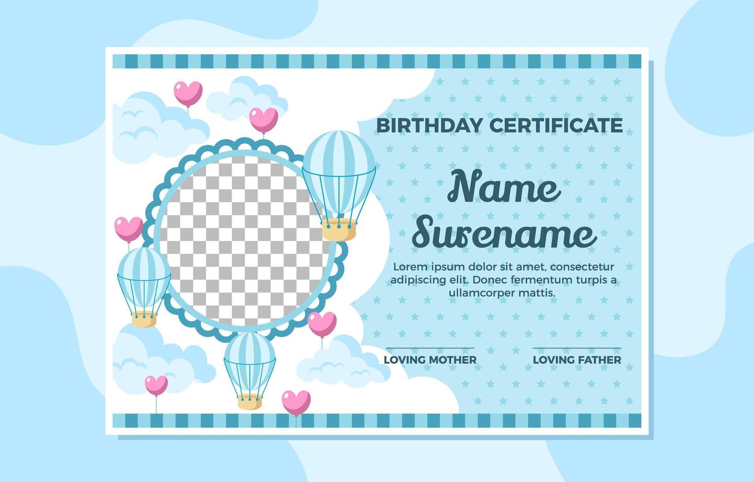 certificado de cumpleaños para una dulce niña vector