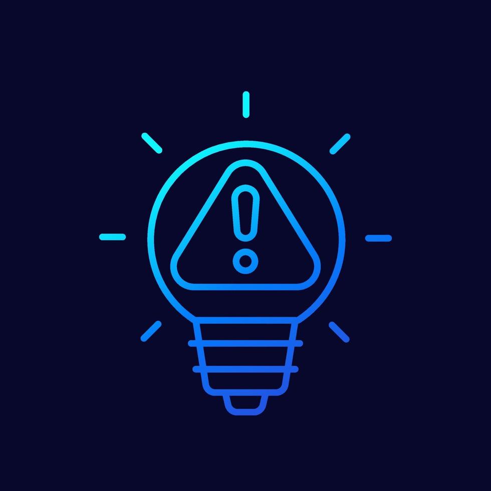 light bulb and warning line icon, vector